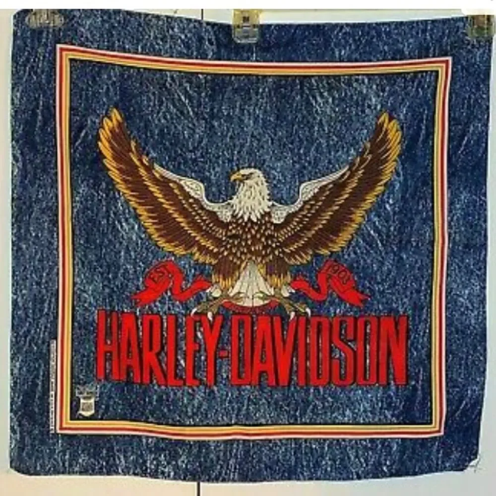 NWOT Harley-Davidson Motorcycle Biker Bandanna Eagle Denim Blue Jean‎ Scarf